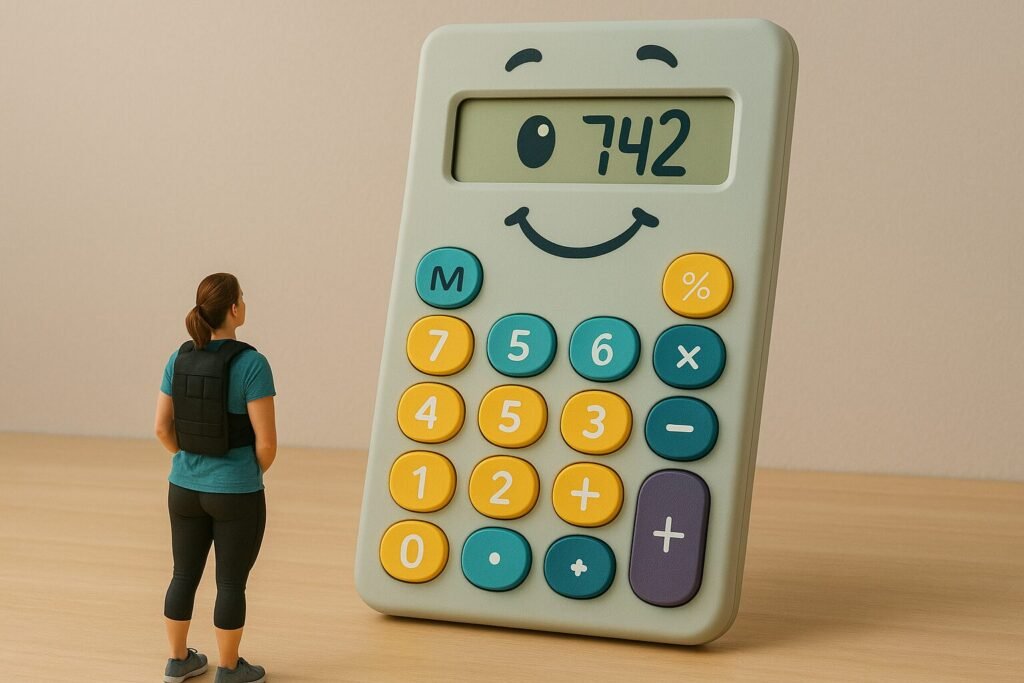 Mujer calculadora perdida de peso rucking